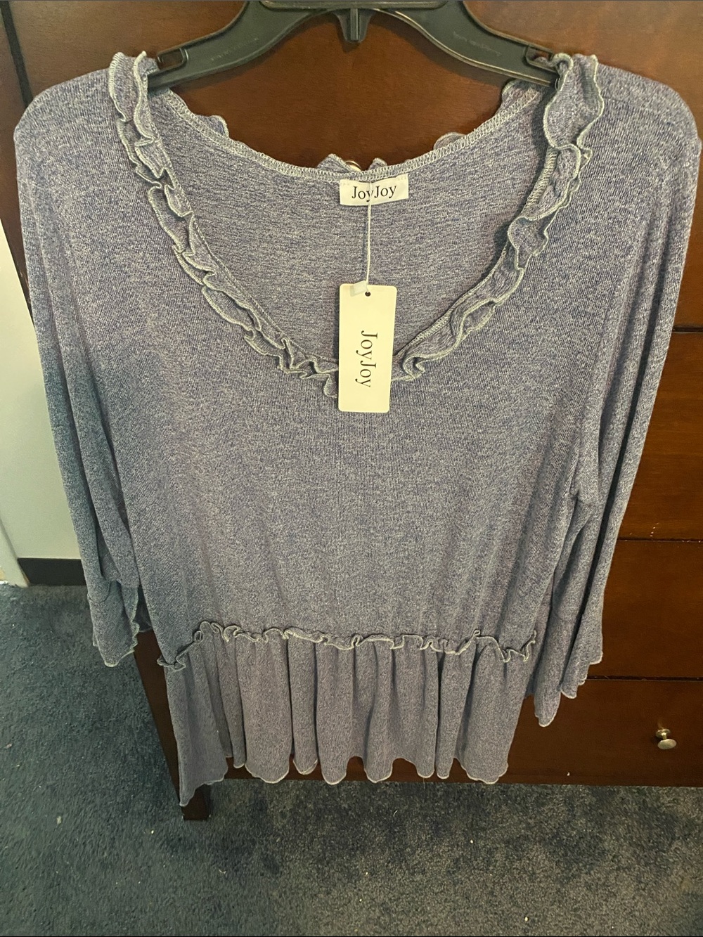 Joy Joy Lavender Ruffle-Trim Peplum Tunic